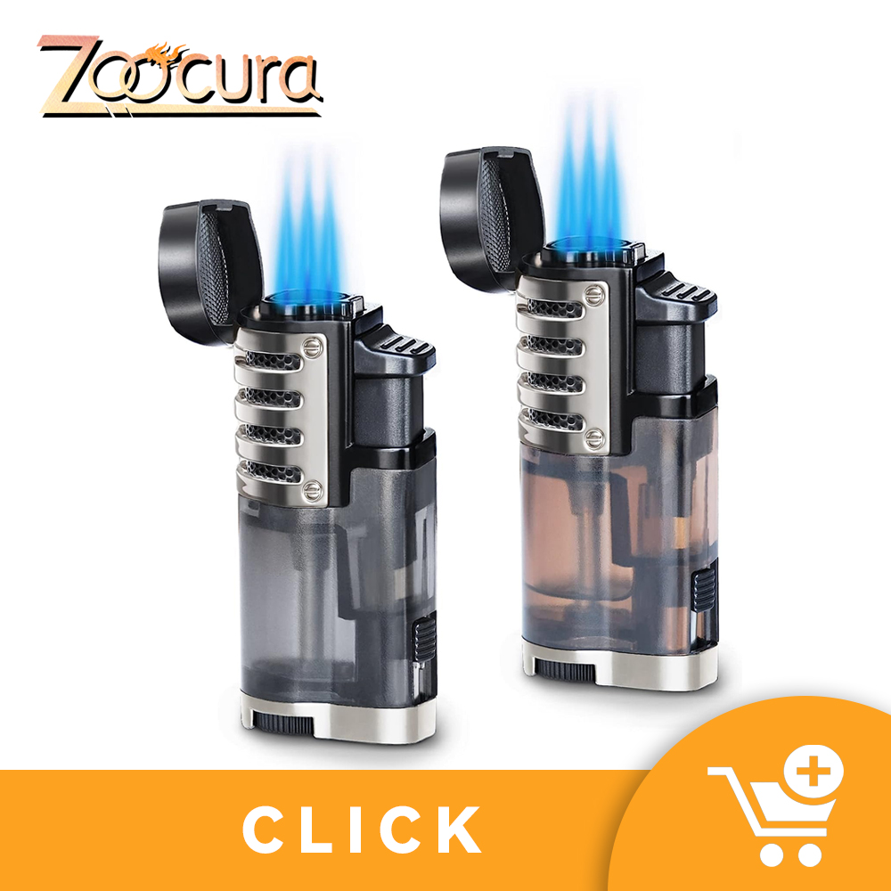 378-2 Pack Triple Flame Torch Lighters (Black+Brown)